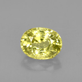 Crisoberilo amarelo natural 1,59ct, corte oval, VS
