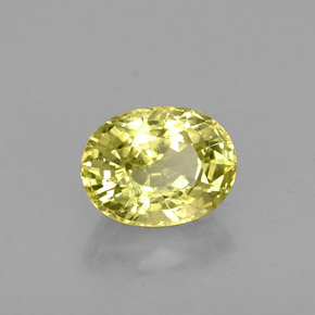 Crisoberilo amarelo natural 1,59ct, corte oval, VS