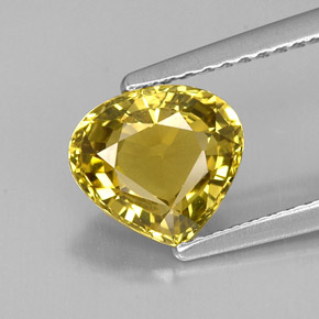 Crisoberilo amarelo natural 1,72ct, formato de pêra, VVS