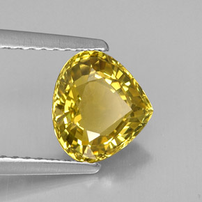 Crisoberilo amarelo natural 1,72ct, formato de pêra, VVS