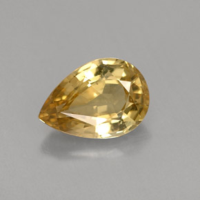 Crisoberilo amarelo natural 0,87ct, formato de pêra, VVS-VS