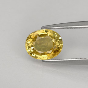 Crisoberilo amarelo natural 1,22ct, corte oval, VS