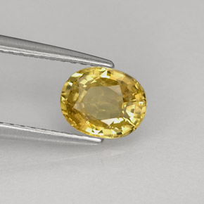 Crisoberilo amarelo natural 1,22ct, corte oval, VS