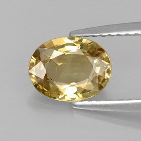 Crisoberilo amarelo natural 1,37ct, corte oval, VVS