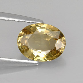 Crisoberilo amarelo natural 1,37ct, corte oval, VVS