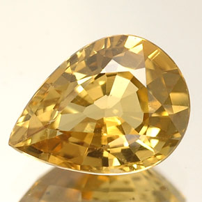 Crisoberilo amarelo natural 1,63ct, formato de pêra, VVS
