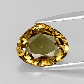 Crisoberilo amarelo natural 2,24ct, formato de pêra, VVS-VS