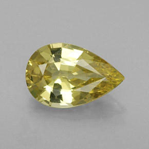 Crisoberilo amarelo natural 1,37ct, formato de pêra, VVS-VS
