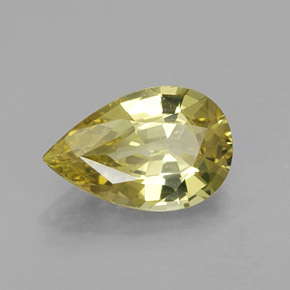 Crisoberilo amarelo natural 1,37ct, formato de pêra, VVS-VS