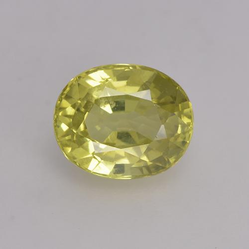 Crisoberilo amarelo natural 1,41ct, corte oval, VS