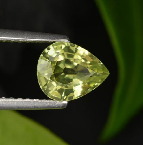 Crisoberilo amarelo natural 1,20ct, formato de pêra, VVS-VS
