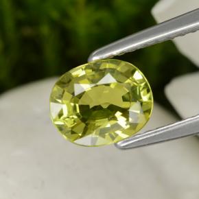 Crisoberilo amarelo natural 1,30ct, corte oval, VVS