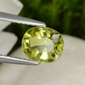 Crisoberilo amarelo natural 1,30ct, corte oval, VVS