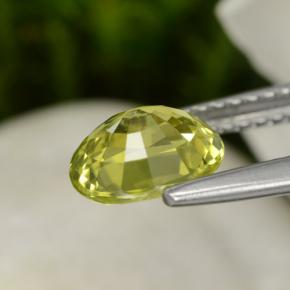 Crisoberilo amarelo natural 1,30ct, corte oval, VVS