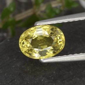 Crisoberilo amarelo natural 1,12ct, corte oval, VVS