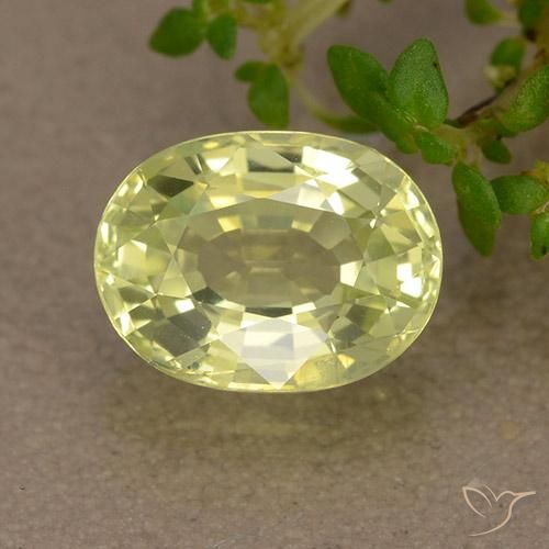 Crisoberilo amarelo natural 1,76ct, corte oval, VS