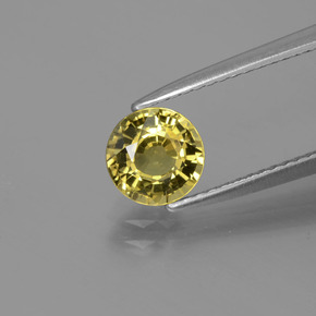 Crisoberilo amarelo natural 1,22ct, corte redondo, VS