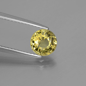 Crisoberilo amarelo natural 1,22ct, corte redondo, VS