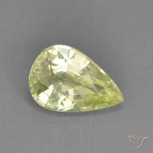 Crisoberilo Amarelo verde Natural 1.39ct, Formato de pêra, VVS-VS