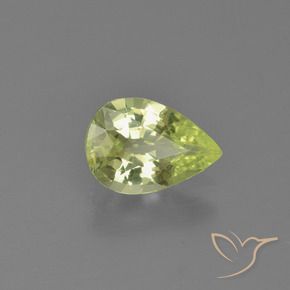 Crisoberilo Amarelo limão claro Natural 1.31ct, Formato de pêra, VVS-VS