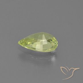Crisoberilo Amarelo limão claro Natural 1.31ct, Formato de pêra, VVS-VS
