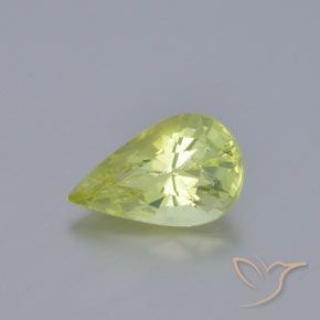 Crisoberilo Amarelo limão claro Natural 1.10ct, Formato de pêra, VVS