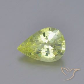 Crisoberilo Amarelo limão claro Natural 1.27ct, Formato de pêra, VVS