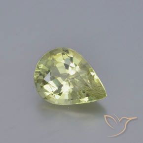 Crisoberilo Verde Limão Pálido Natural 1.22ct, Formato de pêra, VVS