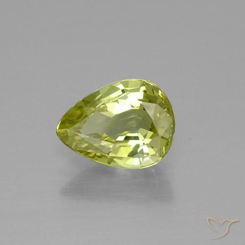 Crisoberilo amarelo médio Natural 1.47ct, Formato de pêra, VVS