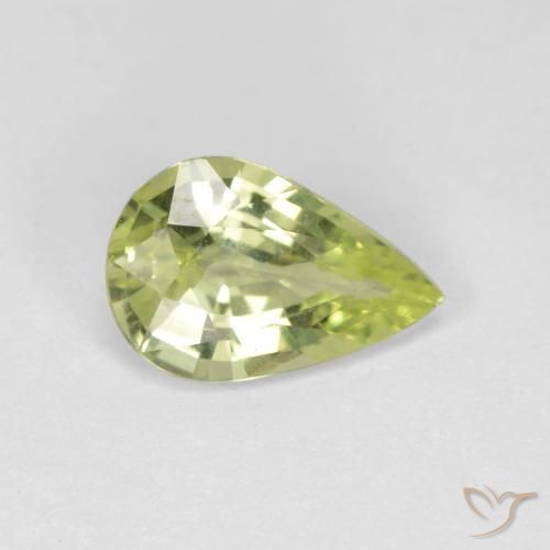 Crisoberilo Amarelo Esverdeado Claro Natural 0.89ct, Formato de pêra, VVS