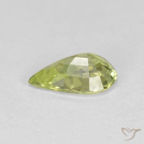 Crisoberilo Amarelo Esverdeado Claro Natural 0.89ct, Formato de pêra, VVS