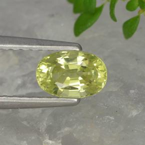 Crisoberilo amarelo médio Natural 0.76ct, Corte Oval, VVS