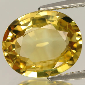Crisoberilo amarelo natural 5,20ct, corte oval, VVS