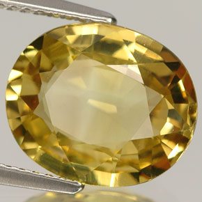 Crisoberilo amarelo natural 5,20ct, corte oval, VVS