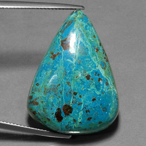 Crisocola multicolorido natural 36,53ct, formato de pêra, opaco