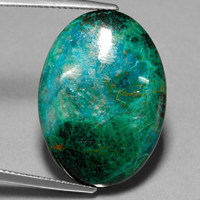 Crisocola multicolorido natural 19,52ct, corte oval, opaco