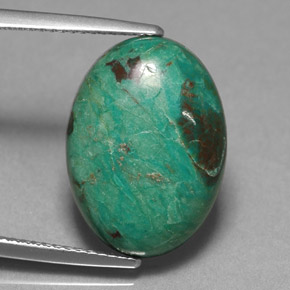 Crisocola verde natural 7,78ct, corte oval, opaco