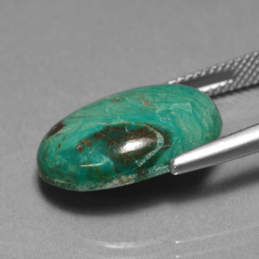 Crisocola verde natural 7,78ct, corte oval, opaco