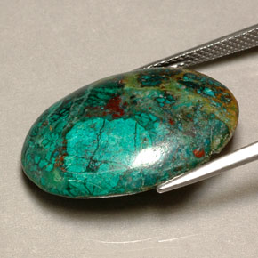 Crisocola multicolorido natural 18,89ct, corte oval, opaco