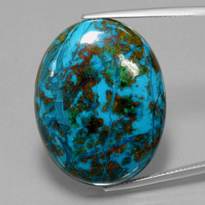 Crisocola multicolorido natural 47,87ct, corte oval, opaco