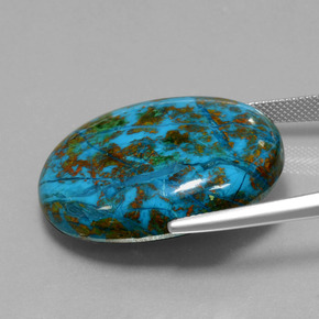 Crisocola multicolorido natural 47,87ct, corte oval, opaco
