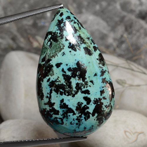 31.51ct Natural Multicolorido crisocola, Formato de pêra, Opaco