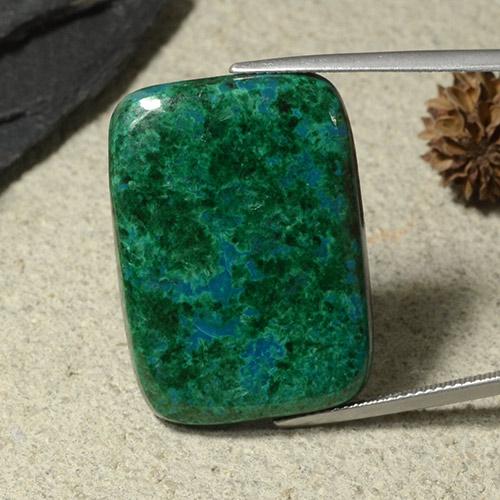 Crisocola verde natural 44,08ct, almofada cortada, opaco