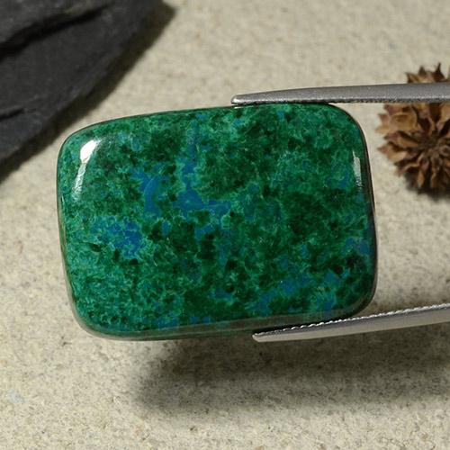 Crisocola verde natural 44,08ct, almofada cortada, opaco