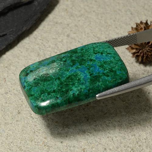 Crisocola verde natural 44,08ct, almofada cortada, opaco