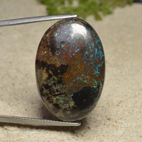 Crisocola multicolorido natural 46,89ct, corte oval, opaco