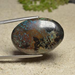 Crisocola multicolorido natural 46,89ct, corte oval, opaco