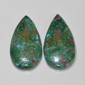 Pedras preciosas de crisocola multicolorido natural de 25,04 ct, formato de pêra, opaco