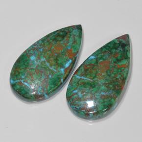 Pedras preciosas de crisocola multicolorido natural de 25,04 ct, formato de pêra, opaco