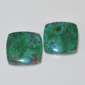 Pedras preciosas de crisocola multicolorido natural de 17,54 ct, almofada cortada, opaco